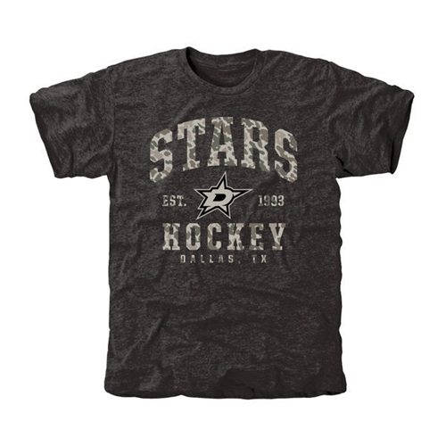 Men's Dallas Stars Black Camo Stack T-Shirt Men's Dallas Stars Black Camo Stack T-Shirt
