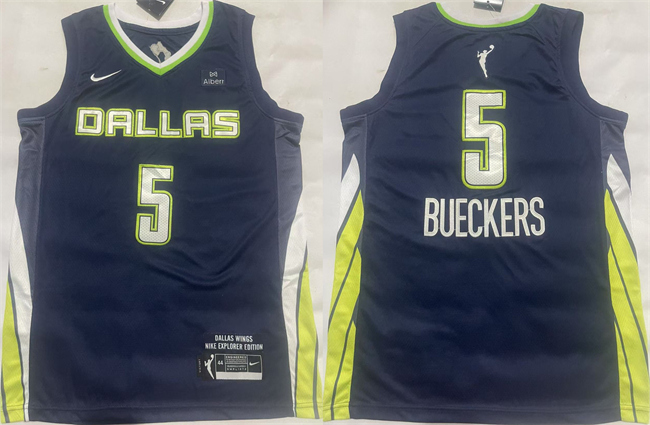 Men's Dallas Wings #5 Paige Bueckers Navy Stitched Basketball Jersey 1