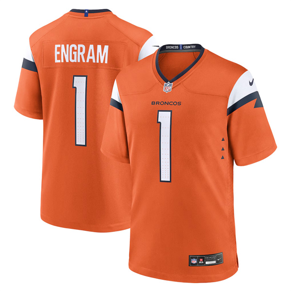 Men's Denver Broncos #1 Evan Engram Orange 2025 Alternate Stitched Game Jersey Men's Denver Broncos #1 Evan Engram Orange 2025 Alternate Stitched Game Jersey