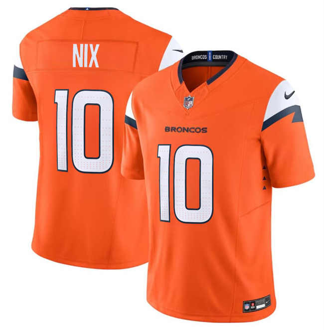 Men's Denver Broncos #10 Bo Nix Orange 2024 Draft F.U.S.E. Vapor Limited Stitched Football Jersey Men's Denver Broncos #10 Bo Nix Orange 2024 Draft F.U.S.E. Vapor Limited Stitched Football Jersey