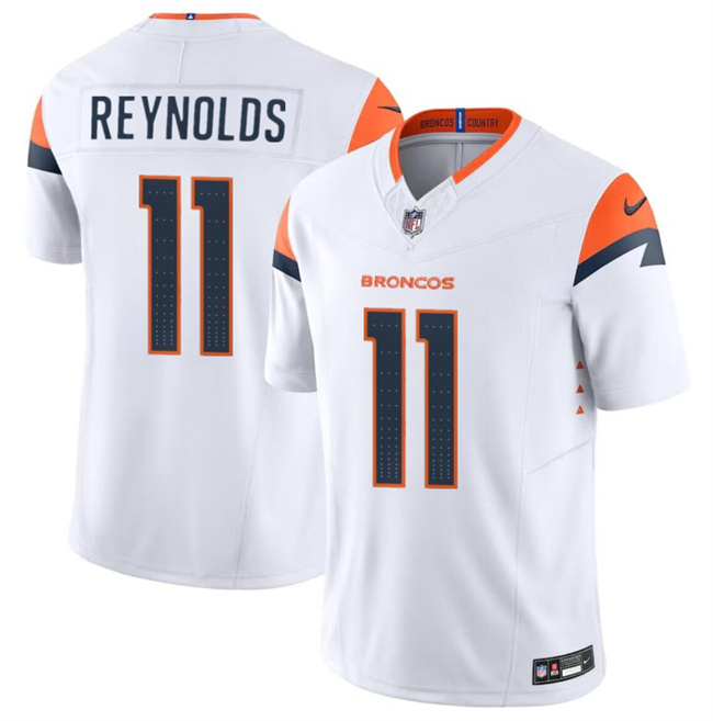 Men's Denver Broncos #11 Josh Reynolds White 2024 F.U.S.E. Vapor Limited Stitched Football Jersey Men's Denver Broncos #11 Josh Reynolds White 2024 F.U.S.E. Vapor Limited Stitched Football Jersey