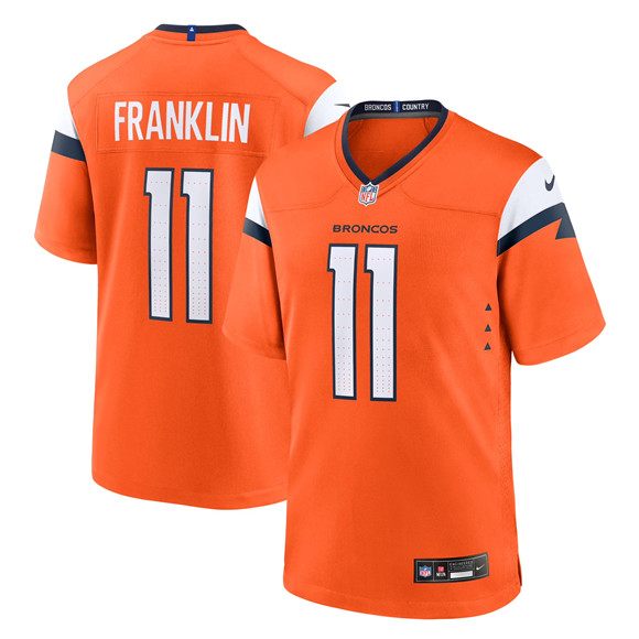Men's Denver Broncos #11 Troy Franklin Orange 2025 Alternate Stitched Game Jersey Men's Denver Broncos #11 Troy Franklin Orange 2025 Alternate Stitched Game Jersey