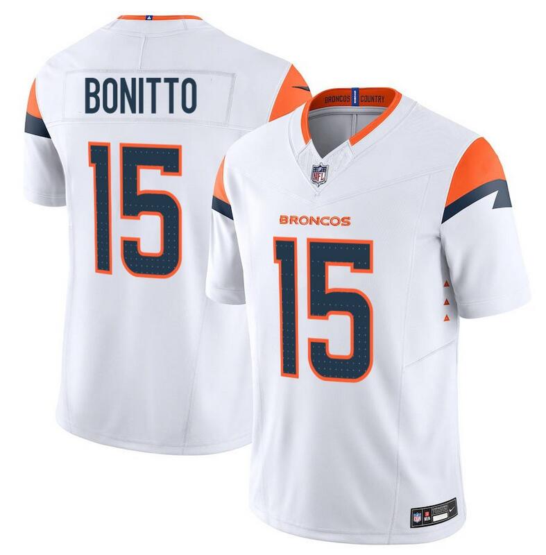 Men's Denver Broncos #15 Nik Bonitto White F.U.S.E. Vapor Limited Stitched Football Jersey