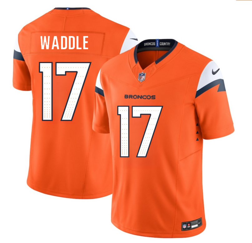 Men's Denver Broncos #17 Jaylen Waddle Orange 2026 F.U.S.E. Vapor Limited Stitched Football Jersey Men's Denver Broncos #17 Jaylen Waddle Orange 2026 F.U.S.E. Vapor Limited Stitched Football Jersey