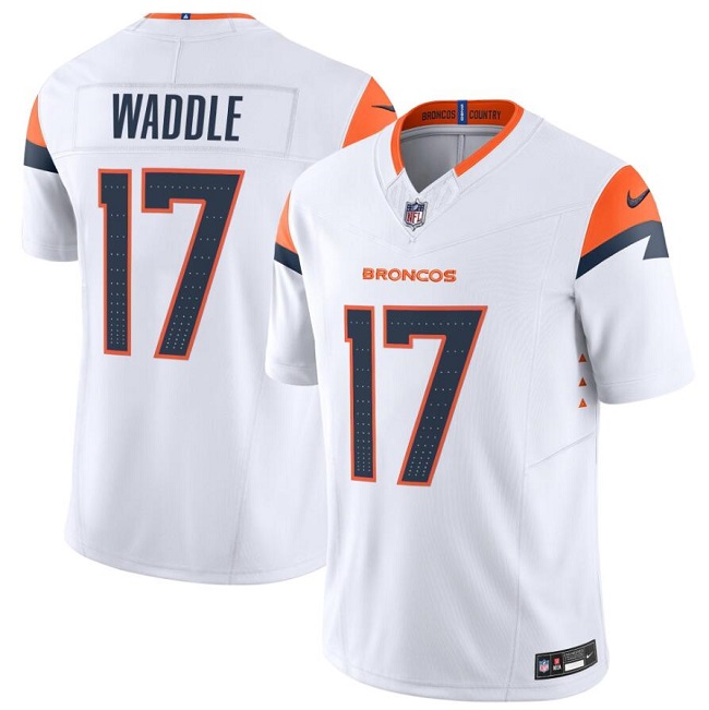 Men's Denver Broncos #17 Jaylen Waddle White 2026 F.U.S.E. Vapor Limited Stitched Football Jersey Men's Denver Broncos #17 Jaylen Waddle White 2026 F.U.S.E. Vapor Limited Stitched Football Jersey