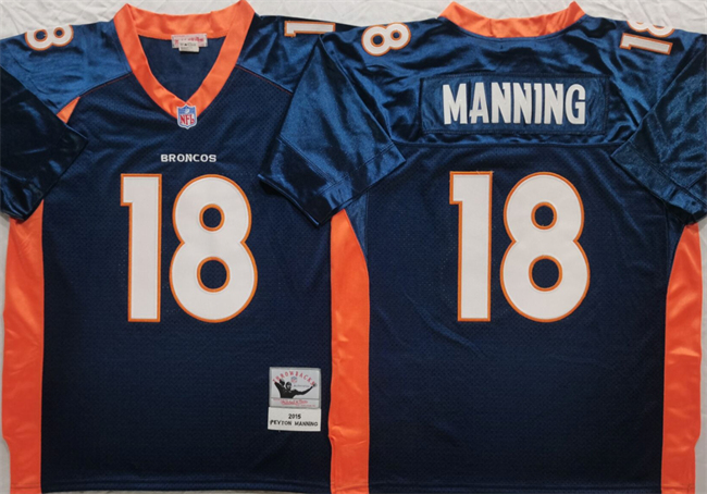 Men's Denver Broncos #18 Peyton Manning Navy Throwback Stitched Jersey Men's Denver Broncos #18 Peyton Manning Navy Throwback Stitched Jersey