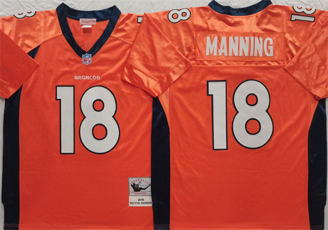 Men's Denver Broncos #18 Peyton Manning Orange Throwback Stitched Jersey Men's Denver Broncos #18 Peyton Manning Orange Throwback Stitched Jersey