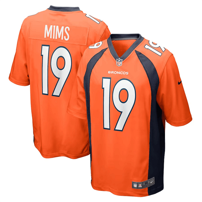Men's Denver Broncos #19 Marvin Mims Jr. Orange Stitched Game Football Jersey Men's Denver Broncos #19 Marvin Mims Jr. Orange Stitched Game Football Jersey