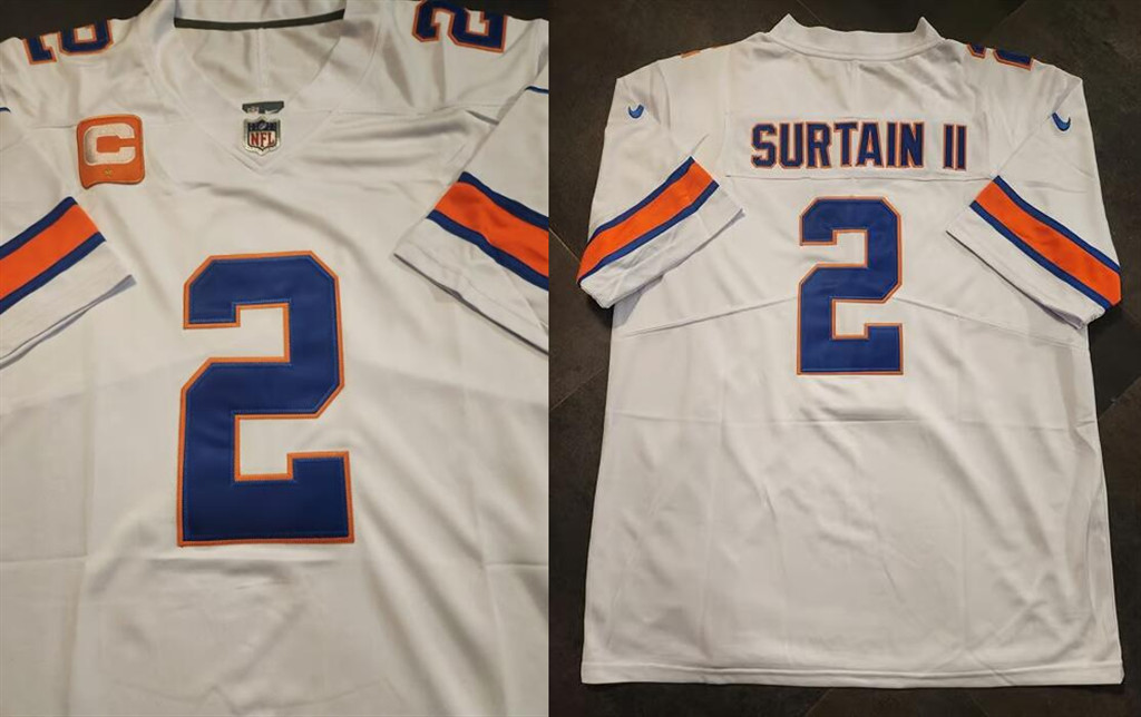 Men's Denver Broncos #2 Pat Surtain II White With 1-star C Patch Stitched Football Jersey