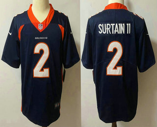 Men's Denver Broncos #2 Patrick Surtain II Navy Blue 2021 Vapor Untouchable Stitched NFL Nike Limited Jersey Men's Denver Broncos #2 Patrick Surtain II Navy Blue 2021 Vapor Untouchable Stitched NFL Nike Limited Jersey