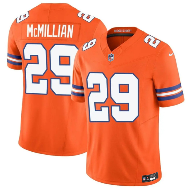 Men's Denver Broncos #29 Ja'Quan McMillan Orange Mile High Collection 1977 Throwback Vapor Limited Stitched Football Jersey Men's Denver Broncos #29 Ja'Quan McMillan Orange Mile High Collection 1977 Throwback Vapor Limited Stitched Football Jersey