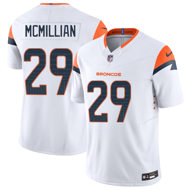 Men's Denver Broncos #29 Ja'Quan McMillan White 2025 F.U.S.E. Vapor Limited Stitched Football Jersey Men's Denver Broncos #29 Ja'Quan McMillan White 2025 F.U.S.E. Vapor Limited Stitched Football Jersey
