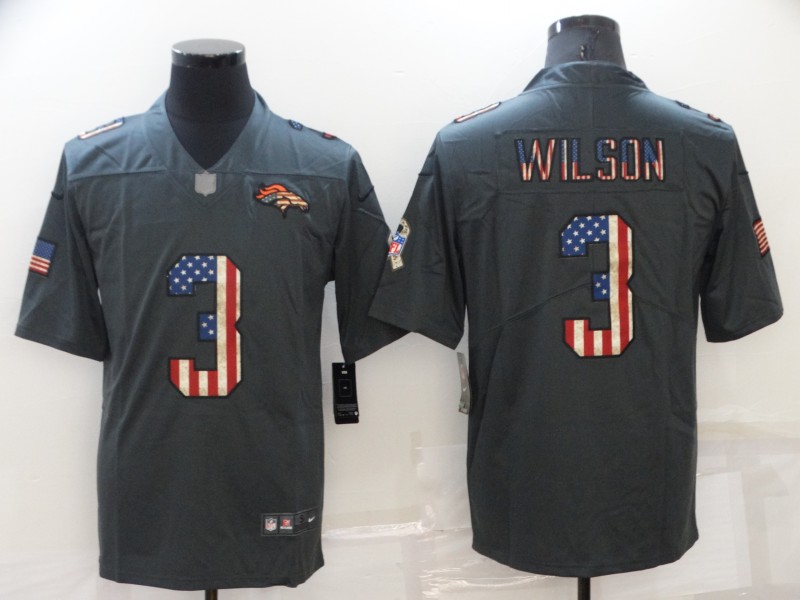 Men's Denver Broncos #3 Russell Wilson Grey Salute To Service USA Flag Fashion Limited Stitched Jersey Men's Denver Broncos #3 Russell Wilson Grey Salute To Service USA Flag Fashion Limited Stitched Jersey