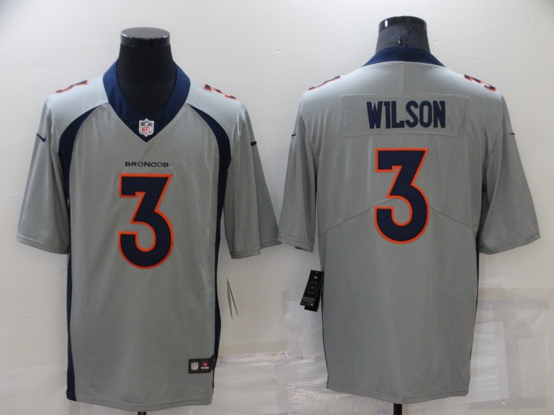 Men's Denver Broncos #3 Russell Wilson Grey Stitched Jersey Men's Denver Broncos #3 Russell Wilson Grey Stitched Jersey