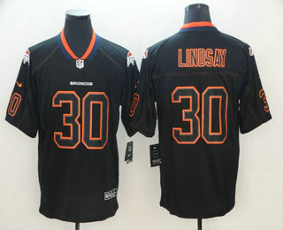 Men's Denver Broncos #30 Phillip Lindsay 2018 Black Lights Out Color Rush Stitched NFL Nike Limited Jersey Men's Denver Broncos #30 Phillip Lindsay 2018 Black Lights Out Color Rush Stitched NFL Nike Limited Jersey