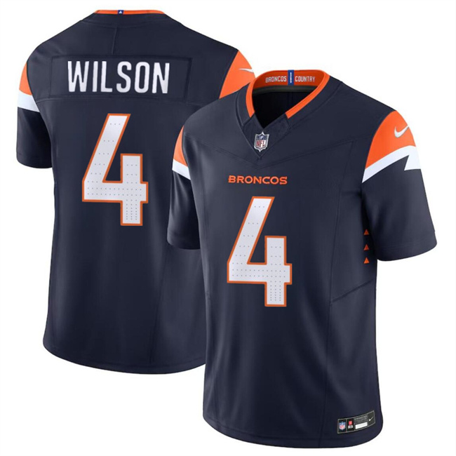 Men's Denver Broncos #4 Zach Wilson Navy 2024 F.U.S.E. AlternateVapor Limited Stitched Football Jersey Men's Denver Broncos #4 Zach Wilson Navy 2024 F.U.S.E. AlternateVapor Limited Stitched Football Jersey