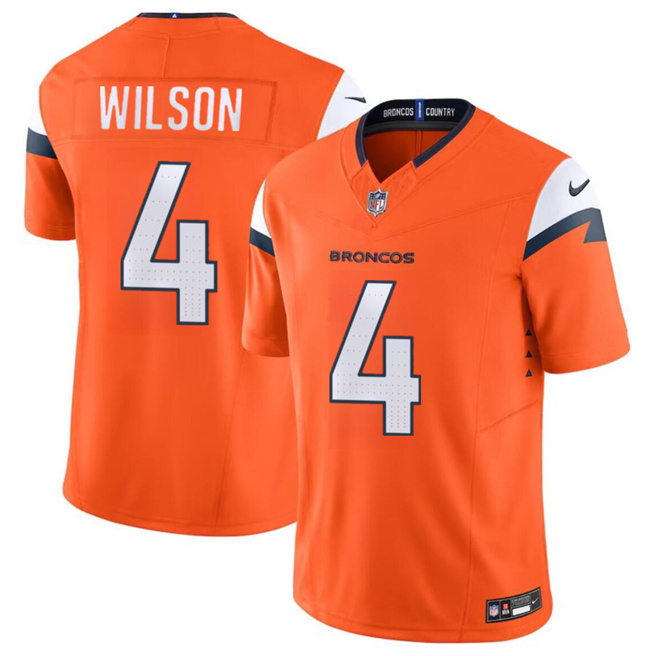 Men's Denver Broncos #4 Zach Wilson Orange 2024 F.U.S.E. Vapor Limited Stitched Football Jersey Men's Denver Broncos #4 Zach Wilson Orange 2024 F.U.S.E. Vapor Limited Stitched Football Jersey
