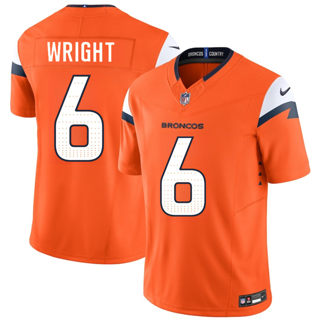 Men's Denver Broncos #6 William Wright Orange 2026 Draft F.U.S.E. Vapor Limited Stitched Football Jersey Men's Denver Broncos #6 William Wright Orange 2026 Draft F.U.S.E. Vapor Limited Stitched Football Jersey