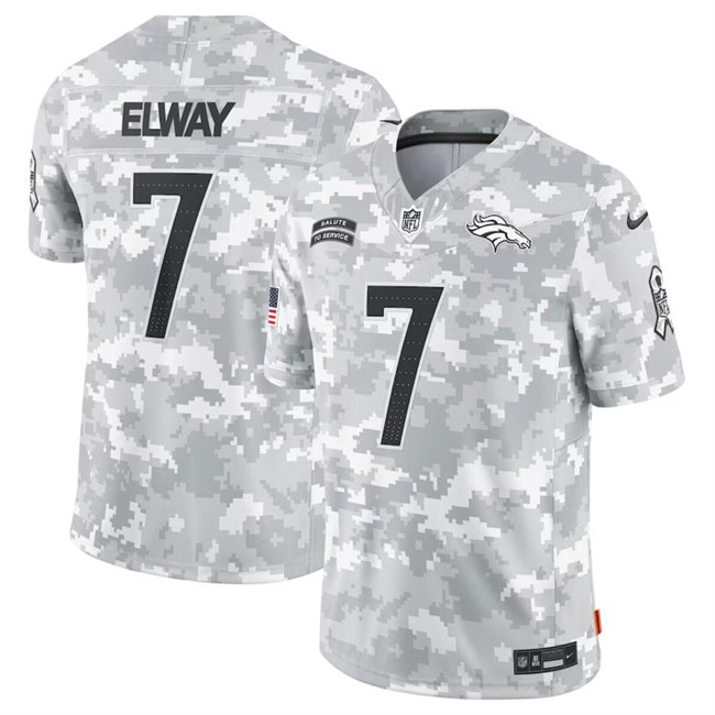 Men's Denver Broncos #7 John Elway 2024 Arctic Camo Salute To Service Limited Stitched Football Jersey Men's Denver Broncos #7 John Elway 2024 Arctic Camo Salute To Service Limited Stitched Football Jersey