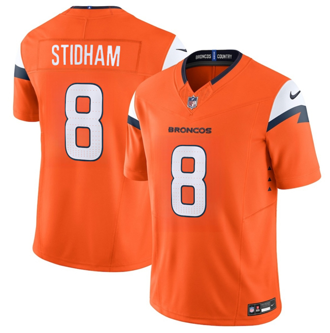 Men's Denver Broncos #8 Jarrett Stidham Orange 2025 F.U.S.E. Vapor Limited Stitched Football Jersey Men's Denver Broncos #8 Jarrett Stidham Orange 2025 F.U.S.E. Vapor Limited Stitched Football Jersey
