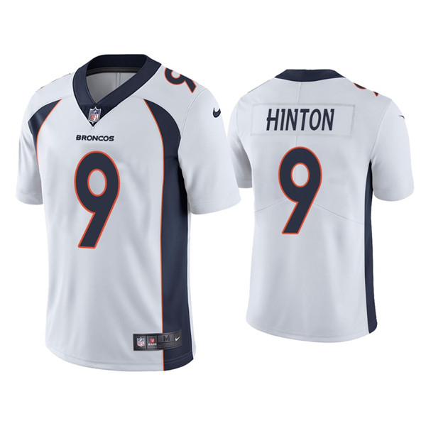 Men's Denver Broncos #9 Kendall Hinton White Vapor Untouchable Limited Stitched Jersey Men's Denver Broncos #9 Kendall Hinton White Vapor Untouchable Limited Stitched Jersey