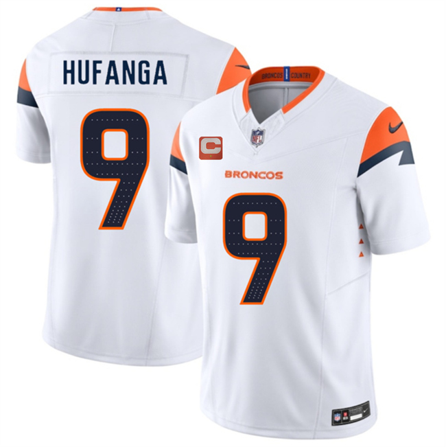 Men's Denver Broncos #9 Talanoa Hufanga White 2025 F.U.S.E. With 1-Star C Patch Vapor Limited Stitched Football Jersey
