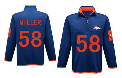 Men's Denver Broncos 58 Miller Antigua Charcoal Fortune Sweater Knit Microfleece Quarter-Zip Pullover Blue Jacket Men's Denver Broncos 58 Miller Antigua Charcoal Fortune Sweater Knit Microfleece Quarter-Zip Pullover Blue Jacket