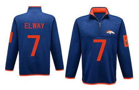 Men's Denver Broncos 7 Elway Antigua Charcoal Fortune Sweater Knit Microfleece Quarter-Zip Pullover Blue Jacket Men's Denver Broncos 7 Elway Antigua Charcoal Fortune Sweater Knit Microfleece Quarter-Zip Pullover Blue Jacket