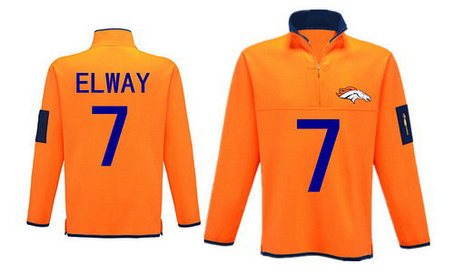Men's Denver Broncos 7 Elway Antigua Charcoal Fortune Sweater Knit Microfleece Quarter-Zip Pullover Orange Jacket Men's Denver Broncos 7 Elway Antigua Charcoal Fortune Sweater Knit Microfleece Quarter-Zip Pullover Orange Jacket