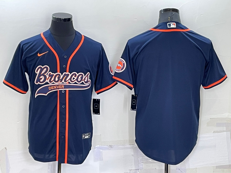 Men's Denver Broncos Blank Navy Cool Base Stitched Baseball Jersey Men's Denver Broncos Blank Navy Cool Base Stitched Baseball Jersey