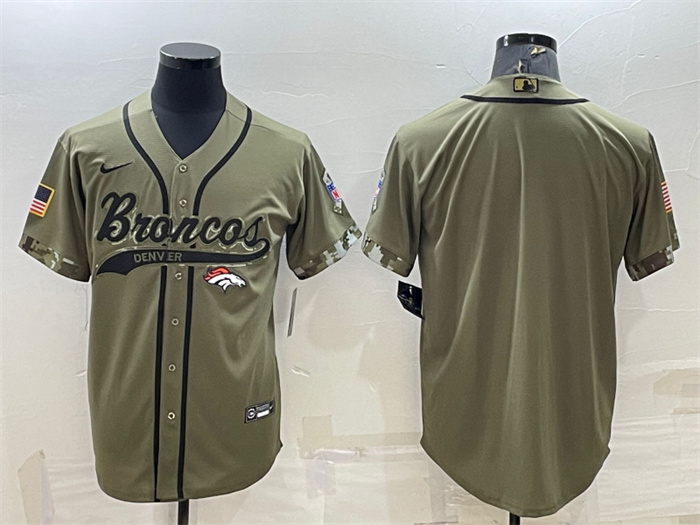 Men's Denver Broncos Blank Olive Salute To Service Cool Base Stitched Baseball Jersey Men's Denver Broncos Blank Olive Salute To Service Cool Base Stitched Baseball Jersey
