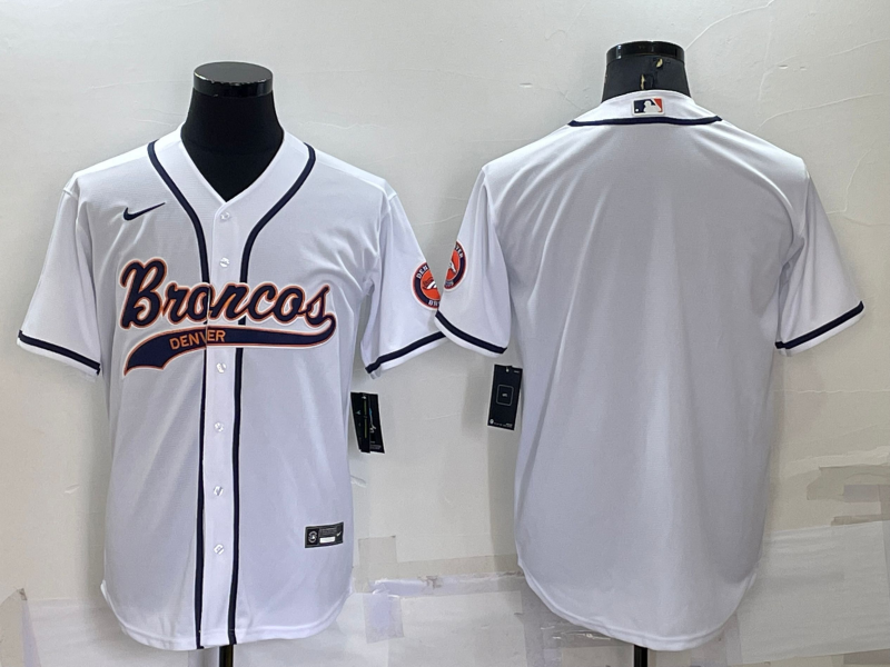 Men's Denver Broncos Blank White Cool Base Stitched Baseball Jersey Men's Denver Broncos Blank White Cool Base Stitched Baseball Jersey