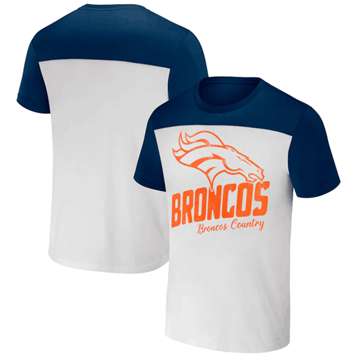 Men's Denver Broncos Cream Navy X Darius Rucker Collection Colorblocked T-Shirt Men's Denver Broncos Cream Navy X Darius Rucker Collection Colorblocked T-Shirt