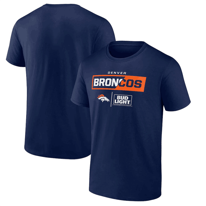 Men's Denver Broncos Navy X Bud Light T-Shirt Men's Denver Broncos Navy X Bud Light T-Shirt