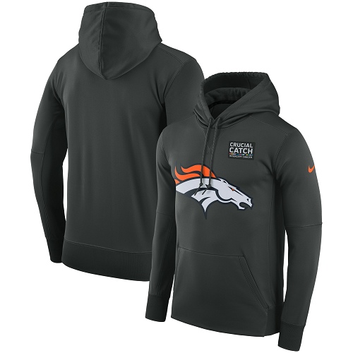 Men's Denver Broncos Nike Anthracite Crucial Catch Performance Pullover Hoodie Men's Denver Broncos Nike Anthracite Crucial Catch Performance Pullover Hoodie