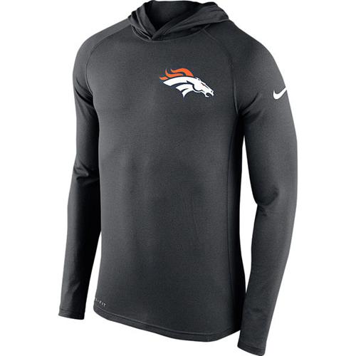 Men's Denver Broncos Nike Charcoal Stadium Touch Hooded Performance Long Sleeve T-Shirt Men's Denver Broncos Nike Charcoal Stadium Touch Hooded Performance Long Sleeve T-Shirt