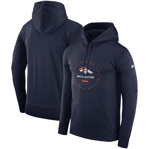 Men's Denver Broncos Nike Navy Sideline Property Of Wordmark Logo Performance Pullover Hoodie Men's Denver Broncos Nike Navy Sideline Property Of Wordmark Logo Performance Pullover Hoodie