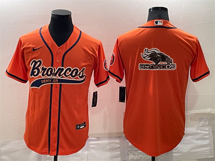 Men's Denver Broncos Orange Team Big Logo With Patch Cool Base Stitched Baseball Jersey Men's Denver Broncos Orange Team Big Logo With Patch Cool Base Stitched Baseball Jersey