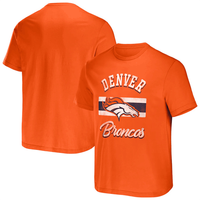 Men's Denver Broncos Orange X Darius Rucker Collection Stripe T-Shirt Men's Denver Broncos Orange X Darius Rucker Collection Stripe T-Shirt
