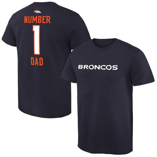 Men's Denver Broncos Pro Line College Number 1 Dad T-Shirt Navy Men's Denver Broncos Pro Line College Number 1 Dad T-Shirt Navy
