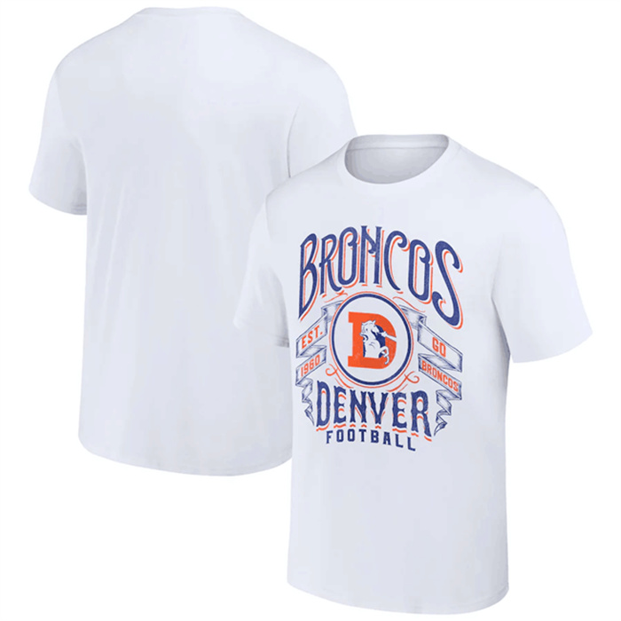 Men's Denver Broncos White X Darius Rucker Collection Vintage Football T-Shirt Men's Denver Broncos White X Darius Rucker Collection Vintage Football T-Shirt