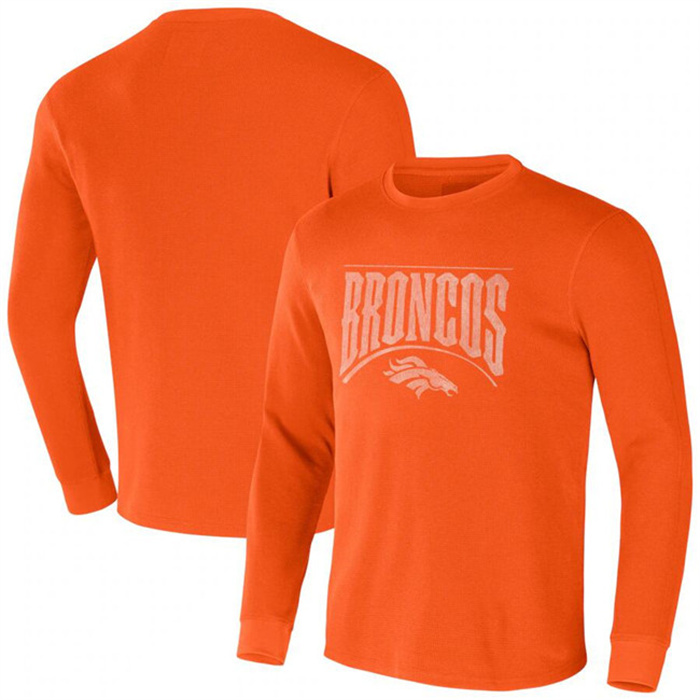 Men's Denver Broncos X Darius Rucker Collection Orange Long Sleeve Thermal T-Shirt Men's Denver Broncos X Darius Rucker Collection Orange Long Sleeve Thermal T-Shirt
