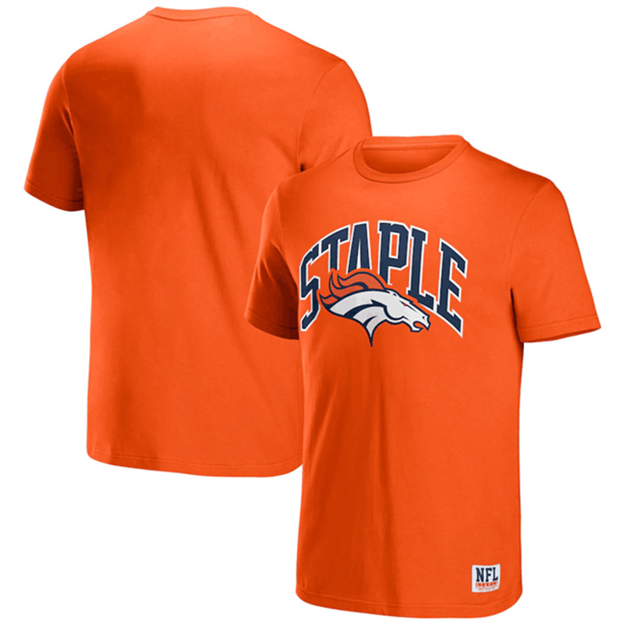 Men's Denver Broncos X Staple Orange Logo Lockup T-Shirt Men's Denver Broncos X Staple Orange Logo Lockup T-Shirt