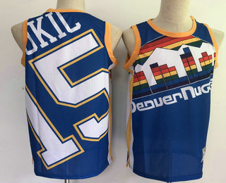 Men's Denver Nuggets #15 Nikola Jokic Blue Big Face Mitchell Ness Hardwood Classics Soul Swingman Throwback Jersey Men's Denver Nuggets #15 Nikola Jokic Blue Big Face Mitchell Ness Hardwood Classics Soul Swingman Throwback Jersey
