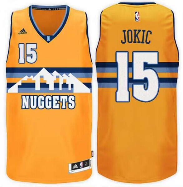 Men's Denver Nuggets #15 Nikola Jokic Gold 2016-17 Swingman Stitched Basketball Jersey Men's Denver Nuggets #15 Nikola Jokic Gold 2016-17 Swingman Stitched Basketball Jersey