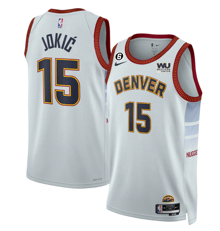 Men's Denver Nuggets #15 Nikola Jokic Grey 2022 23 City Edition Stitched Jersey Men's Denver Nuggets #15 Nikola Jokic Grey 2022 23 City Edition Stitched Jersey