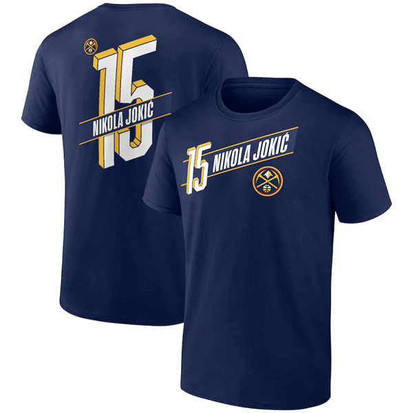 Men's Denver Nuggets #15 Nikola Jokic Navy Name & Number T-Shirt Men's Denver Nuggets #15 Nikola Jokic Navy Name & Number T-Shirt