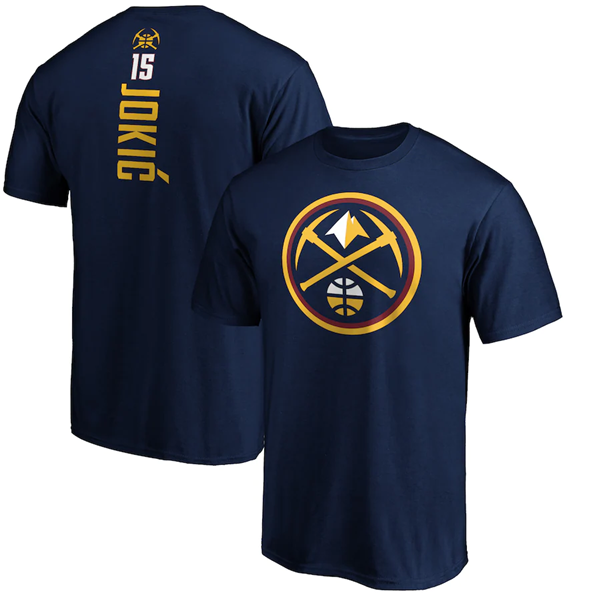 Men's Denver Nuggets #15 Nikola Jokic Navy Name & Number T-Shirt 3 Men's Denver Nuggets #15 Nikola Jokic Navy Name & Number T-Shirt 3