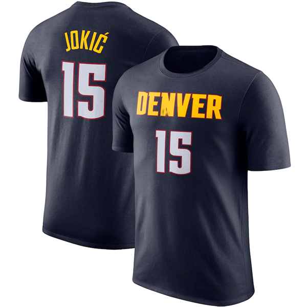Men's Denver Nuggets #15 Nikola Jokic Navy T-Shirt Men's Denver Nuggets #15 Nikola Jokic Navy T-Shirt