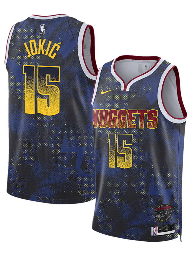 Men's Denver Nuggets #15 Nikola Jokic Royal 2025 Select Series Swingman Stitched Basketball Jersey Men's Denver Nuggets #15 Nikola Jokic Royal 2025 Select Series Swingman Stitched Basketball Jersey